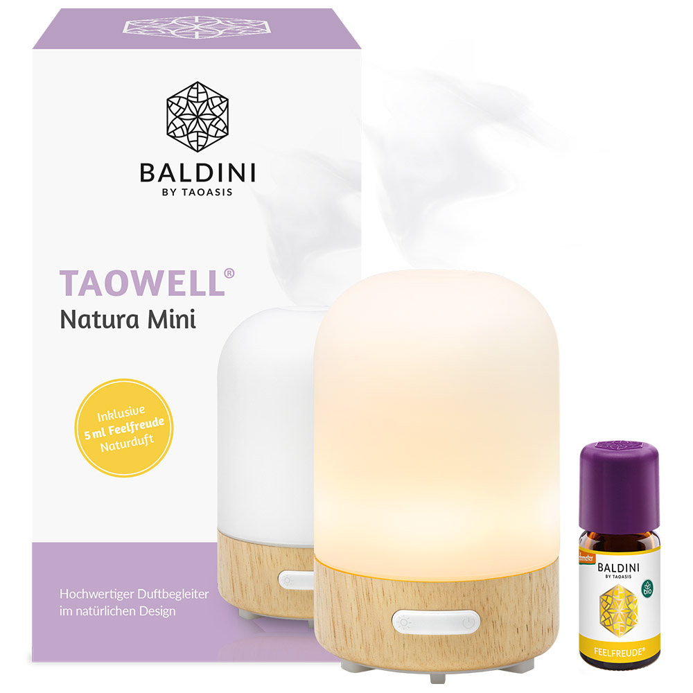 Taowell Natura Mini  - Dyfuzor zapachowy do aromaterapii i koloroterapii + 5 ml kompozycji zapachowej Feelfreude, Taoasis
